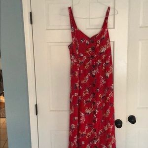 Red Floral Maternity Maxi Dress